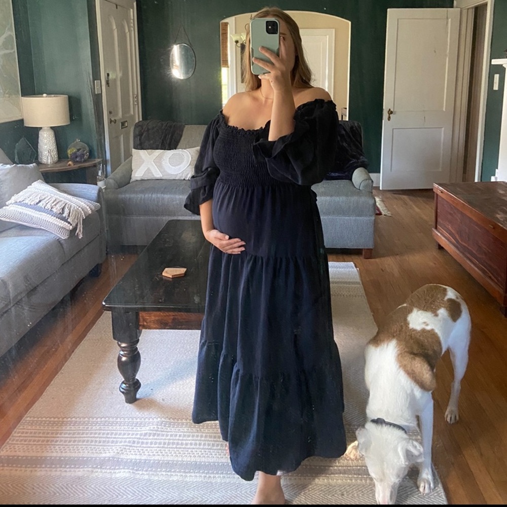 Roolee navy at your door maxi dress.